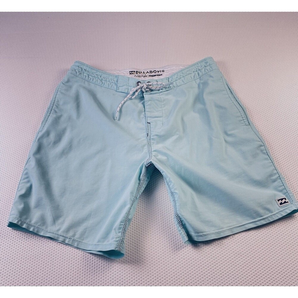 Billabong‎ Lo Tides Board Surf Beach Pool Swim Shorts Light Aqua Blue Mens 28